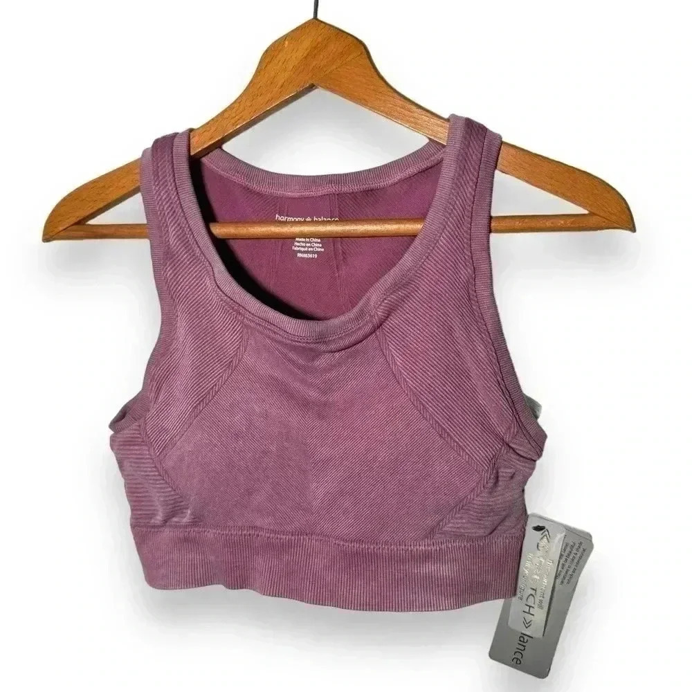 NWT HARMONY/BALANCE MAUVE CROPPED TOP/BRA S